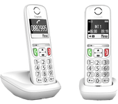 Teléfono - GIGASET E270, Duo, 100 contactos, Bloqueo de números, Compatible con ayudas auditivas, Blanco