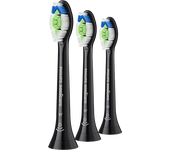 Recambio para cepillo dental - Philips Optimal White HX6063/88 , Cabezal Sonicare, Pack 2+1, Blanqueador, Control antiplaca, Suavidad media, Negro