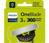 Recambio para afeitadora - PHILIPS One Blade QP430_50, x3 cuchillas flexibles 360 grados, uso en cara y cuerpo, recorta, perfila afeita