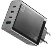 Cargador móvil - CellularLine ACHUSBGAN4WAL100WK, USB- C, 100 W, 4 puertos, Universal, Negro
