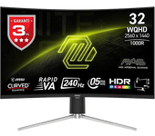 Monitor gaming - MSI MAG 325CQRXF E2, 31.5" WQHD, 240Hz, 0.5 ms GtG, VA , Adaptive Sync, Curvo, HDR Ready
