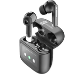 Auriculares True Wireless - CellularLine HUSH, Universal, Pantalla Táctil y Ecualizador, 42 h de reproducción, con tecnología ANC ENC, Negro