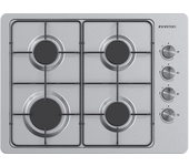 Placa de gas - Infiniton GAS43BXAL, 4 Fuegos, Gas Butano, 58 cm Zona Grande, Fondo especial 43.5 cm, Plata