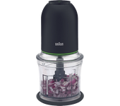 Mini picadora - Braun MultiPractic 3 CH3011BK, 500 W, 0.5 l, 2 velocidades, Triturar hielo, Tecnología QuadBlade, Negro