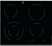 Placa vitrocerámica - Electrolux EHF6241FOK, 4 zonas, Zona grande 21 cm, Biselada, 60 Negro