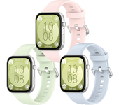 Pack Correas - Friendly License FRSWB102, Silicona, Compatible con Huawei Watch Fit 3, Rosa, Verde, Celeste