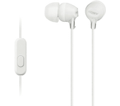 Auriculares de botón - Sony MDR-EX15APW, Con micrófono, 8Hz 22000Hz, 100dB/mW, Botón, Tapones Silicona, Iman Neodimio, Blanco