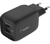 Cargador móvil - Belkin BoostCharge Pro WCH011vfBK, Universal, De pared USB-C® GaN doble con PPS de 65 W, Negro