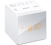 Despertador - Sony ICF-C1W, Radio AM/FM, Alarma, Batería de reseva, Blanco