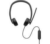Auriculares - Dell WH3024, Con Cable, Circumaurales, Micrófono, Cancelación de Ruido Basada en IA, Negro