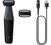 Afeitadora corporal - Philips BG3017/01, Uso en seco y mojado, 1 Peine guía para el cuerpo (3 mm), 50 min autonomía, Negro, Gris