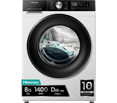 Lavadora secadora - Hisense WD3S8043BW3, 8 kg/5 kg, 1400 rpm, 16 programas. Clase A-30%, WiFi, Blanco