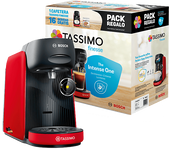 Cafetera de cápsulas - Bosch TAS16B3C1, 0.7 l, 3.3 bar, 1400 W, 1 x Pack Tassimo regalo, Rojo