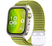 Smartwatch - Huawei Watch Fit 4 Pro, 1.82" AMOLED, 10 días batería, Compatible iOS Android, Correa Fluoroelastómero, Verde, Incluye FreeBuds SE2