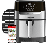 REACONDICIONADO Seminuevo Muy bueno Freidora de aire - Moulinex Easy Fry & Grill EZ505D10, y Parrilla 2en1, 1550W, 4.2L, 200 °C, 16 funciones