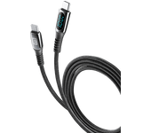 Cable - CellularLine DISPLAY, Con pantalla LCD, USB-C a USB-C, 200 cm, 100 W, Negro