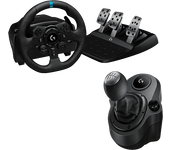 Volante - Logitech G G923 + Palanca de cambios Force Shifter, Feedback Trueforce, PS5, PS4 y PC, Pedales personalizables, 6 velocidades, Negro