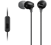 Auriculares de botón - Sony MDR-EX15APB, Con micrófono, 8Hz 22000Hz, 100dB/mW, Botón, Tapones Silicona, Iman Neodimio, Negro