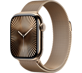 Apple Watch Series 10 (2024), GPS + Cellular, 46 mm, Gesto de doble toque, Caja titanio Oro, Correa Milanese Loop Talla S/M