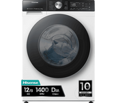 Lavadora secadora - Hisense WD5S1245BW, 12 kg/8 kg, Motor Inverter, WiFi, 1400 rpm, Autodosificacicón, Blanco