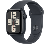 Apple Watch SE (2024), GPS + Cellular, 40 mm, Caja de aluminio Medianoche, Vidrio delantero Ion-X, Correa deportiva Talla M/L