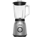 Batidora de vaso - Ufesa Zafiro Plus, 1250W, 1.5 l, 4 velocidades, 6 cuchillas acero inoxidable, Gris