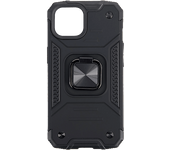 Funda móvil - ISY ISC 6100, Apple, iPhone 15, Resistente a Golpes, Soporte Plegable Integrado, Negro