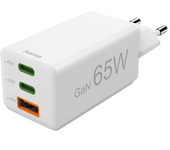 Cargador para portátil - Hama 00201996, Universal, 2xUSB-C+ 1xUSB-A, 65W, 220V, Enchufe Europeo, Blanco