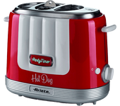 Máquina hot dogs - Ariete Hot Dog Maker Party Time, 650 W, Para 2 sándwiches y perritos calientes, Rojo