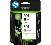 Cartucho de tinta - HP 301 Combo 2 Pack, Negro/Tricolor, N9J72AE