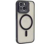 Funda móvil - ISY ISC 2439, Para Apple iPhone 15, Admite carga a través de MagSafe, SmOKey black