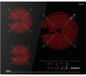 Placa vitrocerámica - Teka TBC 63620, 3 Zonas, 27 cm Zona Grande, 60 cm, 5300W, Táctil, Negro