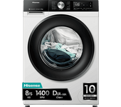 Lavadora secadora - Hisense WD3S8043BW3, 8 kg/5 kg, 1400 rpm, 16 programas. Clase A-30%, WiFi, Blanco