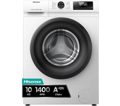 Lavadora carga frontal - Hisense WF1Q1041BW, 10 kg, 1400 Rpm, Función Vapor, Eficiencia A-20%, Blanco