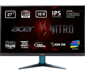 Monitor gaming - Acer Nitro VG271UM3, 27" WQHD, 180 Hz, 0.5 ms, IPS, 2x HDMI 2.0, 1x DP 1.2, FreeSync Premium, Altavoces integrados, NegroNegro