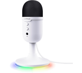 Micrófono - Trust GXT 234 Yunix, USB, 100 16000 Hz, Alámbrico,Iluminación RGB, Blanco