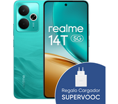 Móvil - realme 14T, Surf Green, 256 GB, 8 GB RAM, 6.67" AMOLED, Dimensity 6300 5G Chipset, 6000 mAh, Incluye Cargador