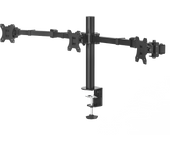 Soporte monitor - Hama Holder, Para 3 monitores, De 13" a 27", VESA, Inclinación +25°/-25°, Giro 180°, hasta 7kg, Altura ajustable, Negro