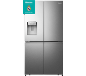 REACONDICIONADO Seminuevo Funcional Frigorífico americano - Hisense RQ760N4SASE, No Frost, 178.5 cm, 584 l, IceMake, Descongelación automática, Gris