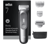 Afeitadora corporal - Braun BodyGroomer Series 7 BG7550, +4 cabezales y peines de rasurado 2 accesorios, Afeita Y Recorta, Wet&Dry, Gris