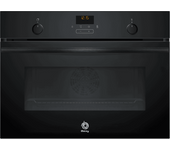 Horno compacto - Balay 3CB5159N3, Serie cristal, Multifunción, Aquálisis, 47 l, Aire caliente 3D Profesional, Turbo grill, 60 cm, Negro