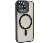 Funda móvil - ISY ISC 2442, Para Apple iPhone 15 Plus, Admite carga a través de MagSafe, SmOKey black