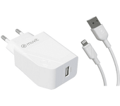 Cargador móvil - Muvit MCPAK0001, USB-A, Lightning, Carga rápida, 12W, 3A, Blanco