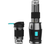 Batidora de vaso - Cecotec Power Titanium 900 ProGo, 900W, 2 vasos portátiles 570 ml, 4 cuchillas titanio, Asa silicona, Pica hielo, Negro