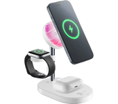 Cargador móvil inalámbrico - CellularLine MAG TRIO, Estación de carga Mag con tecnología Qi2, Blanco