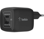 Cargador móvil - Belkin BoostCharge Pro WCH011vfBK, Universal, De pared USB-C® GaN doble con PPS de 45 W, Negro
