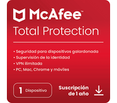 Antivirus - McAfee® Total Protection, Seguridad en Internet para 1 dispositivo (Windows®/Mac®/Android/iOS), Suscripción año, Código de descarga