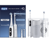 Centro de higiene dental - Oral-B Irrigador + Cepillo dientes eléctrico iO6, 5 modos limpieza y presión agua, 4 chorros Blanco