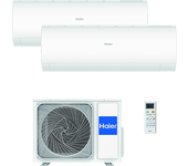 Aire acondicionado Split 2 x 1 - Haier Perla Premium, 2322 fg/h, Inverter, Wi-Fi, Blanco