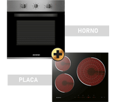 Pack Horno + Encimera - Infiniton HV-CB65H30, Multifunción, Grill, 65 l, Vitrocerámica, 3 Zonas , Acristalamiento triple, Inox